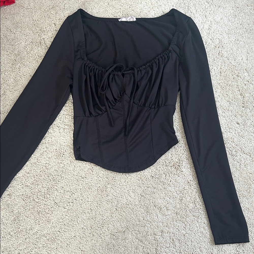 Chic Black Long Sleeve Women's Blouse